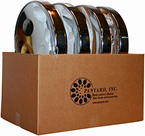Panyard Jumbie Jam Educator's Steel Drum 4-Pack with Table Top Stands Level 2 Chrome