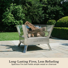 Ash & Ember Stainless Steel Glass Fire Pit, Modern Outdoor Wood Burning Fire Pit with Heat-Resistant Microcrystalline Glass Panels, Removable Ash Drawer, Contemporary Fire Pit with Glass Wind Guard