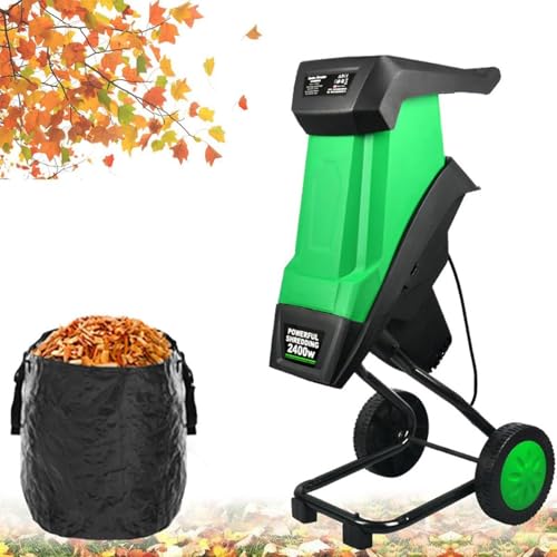 TREEYX Multifunctional Leaf Branch Shredder, 2400W Electric Garden Shredder, with 50L Collection Bag, No-Load Speed 4500rpm, Cutting Diameter 39mm