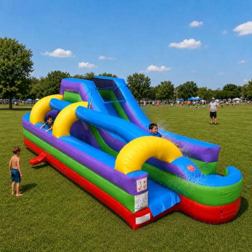 TentandTable 34FT Commercial Inflatable Splash & Ride Water Slide, Retro