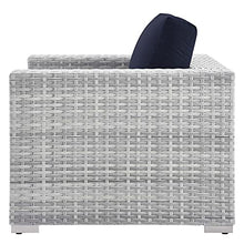 America Luxury - Outdoor Lounge Sectional Sofa Chair Set, Rattan Wicker, Modern, Blue