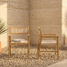 NTC Terra 8 Pieces Solid Wood Armchairs with Handwoven Rope Seat & Back, Indoor & Outdoor Dining Chairs for Patio Dining Sets, Modern Patio Chairs with Arms, Easy Assembly, Natural