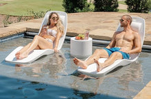 REZVANI FURNITURE STUDIO Tenjam Ripple in Pool Lounger Side Table for Sun Shelf, Ledge Table for Water Depths up to 15" (White Granite with Weight)