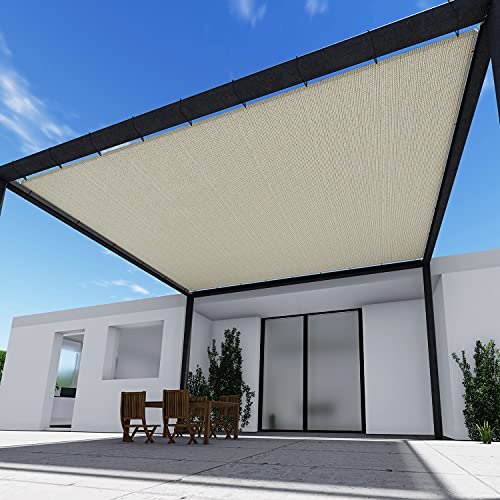 TANG 15' x 40' Shade Cloth with Grommets, Sun Shade Sail Rectangle Straight Side, UV Blocker Fabric Patio Canopy for Deck Carport Backyard Pergola Cover, Beige