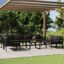 9 Piece Patio Lounge Set with Cushions Aluminum Anthracite Outdoor