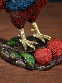 FENGSHUI-CAISHEN Extra Large Colorful Metal Rooster Statue