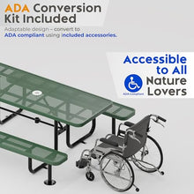 OUTTANS Commercial Metal Picnic Table (Green, 8' Rectangular, Punched)