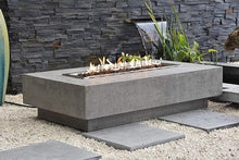 Elementi Hampton Gas Fire Pit Cast Concrete Fire Table, Outdoor Fire Pit Electronic Ignition | Canvas Cover, Lava Rock Included | Free AMS Wind Guard | Light Gray (Natural Gas)