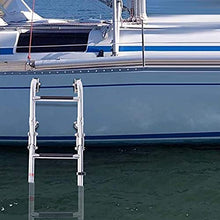 SAeWare 5-Step Foldable Swimming Pool Ladder, Pontoon with Wide Rung, Stainless Steel Drop Boarding Ladders, for Marine Yacht Boat Ship