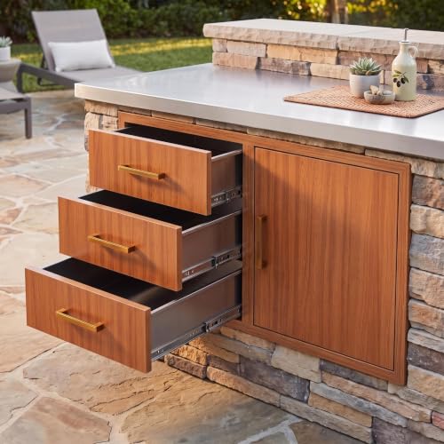 Fectiontool Outdoor Kitchen Drawer Cabinet Combo Stainless Flush Mount