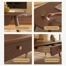 Side End Table Solid Wood Oval Coffee Table for Small Living Rooms, Modern Luxury Design, Compact Tea Table for Home or Balcony, Minimalist Style Accent Coffee Table for Living Room Bedroom Office