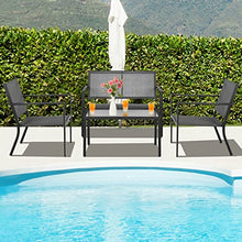 DUYHBAWRS 4 PCS Patio Furniture Set Sofa Coffee Table Steel Frame Garden Coffee Table Loveseat Chair