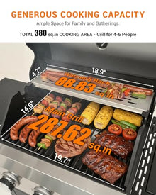 EUHOME 3 Burner Propane Gas Grill with Side Burner, 40,500 BTU BBQ Grill