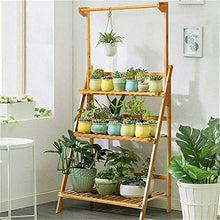 ZEELYDE Plant Stand,3-Tier Hanging Plant Stand Storage Shelf Folding Flower Pot Organizer Display Storage Rack Adjustable Hanger Flower Shelf