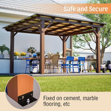 Roomfitters 13x10 FT Wooden Garden Gazebo, Spacious Outdoor Patio Shade Structure with Metal Roof for Backyard and Lawn, Brown