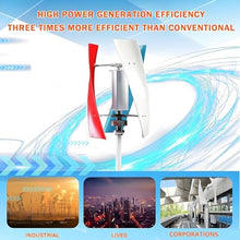 Hrxllb 20000W Wind Turbine Generator Kit 12V 24V 48V 220V Vertical Axis Wind Turbine Generator Ki with 3 Blade/Controller for Solar Wind Power(24V)