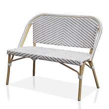 24/7 Shop at Home Cato Modern 2-Seater Aluminum and All-Weather Wicker Outdoor Loveseat for Backyard, Patio, Garden, Deck, Porch, Gray and Natural Brown