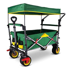 Handcart, Folding Camping Cart Garden Wagon, 4 Wheeled Collapsible Festival Trolley,Removable Oxcloth,Adjustable Handle,100 Liters Super Large Capacity 120Kg/Green