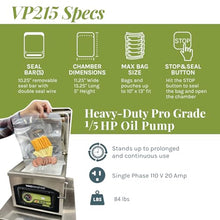 Vacmaster VP215 Chamber Vacuum Sealer Stainless Steel Silver
