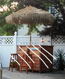 Thaisan7 Umbrella Stand for Bamboo/Thatch Tiki Umbrella Pole 2" Diameter x 104" H (Bottom-Top Approx.) for Home House Farm Shop Bar Garden Party Decore Improvement 7 Feet Diameter