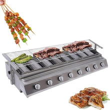 Commercial BBQ Gas Grill,Portable Tabletop Gas Grill,with 8 Burners,Adjustable Height, for Outdoor Events, Camping