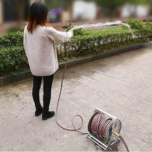 Hose Reel Cart Stainless Steel Water Pipe Reel, Garden Metal Hoses Reels for Watering Plants,Cleaning Floor,Car Washing(Rack+50m Hose)