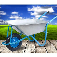 Etlegor Galvanized Wheelbarrow, Dump Cart Garden Cart Material Debris Hauler Pneumatic Tires Perfect for Transporting Sand, Dirt, Garden Waste (Color : Blue, Size : 130x30x58cm)