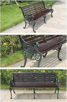 ERoomQ Outdoor GThe Bench,Outdoor GThe Patio Bench for Your Leisure Time, Iron Foot Anticorrosive Solid Wood Outdoor Patio Furniture Seat (Black 120cm)
