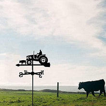 Tractor and Pig Weather Vane Stainless Steel Wind Vane Decorative Weathervane Antique Style Wind Direction Indicator Suitable for Home Barn or Pavilion Garden Decoration