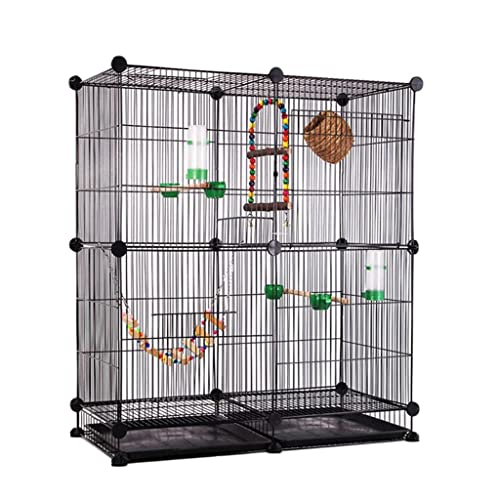 EliteBloom 31.4" Birdcages Wrought Iron Bird Cage Large Portable Bird House Square Bird House Carrier Durable Bird Carriers for Home,C