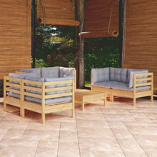 HKQWPBF 7 Piece Patio Lounge Set Gray Cushions Solid Pinewood