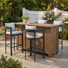 Merax Patio Bar Stools Set of 4, Iron Frame Outdoor Bar Height Chairs with Backrests, Armrests & Soft Cushions, All-Weathe Outdoor High Top Barstools for Deck Garden Balcony Backyard, Dark Grey