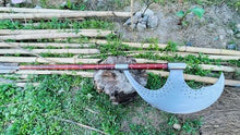 EGKH Custom Blade Large Bardiche Pole Axe Blunt Axe Head High Carbon Steel Silver