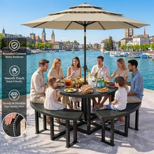 YITAHOME 38'' Metal Picnic Table with Umbrella Hole