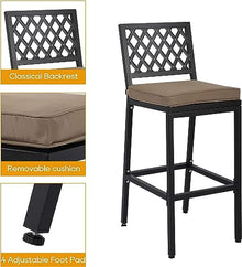 Sumshadow 5-Piece Outdoor Patio Bar Set, Bar Height Patio Dining Set, Weather-Resistant Bistro Counter Pub Set with Cushions & Slatted Tabletop for Backyard, Garden, Yard