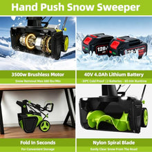 LURECAQING 40V Cordless Electric Snow Blower — 3500W Brushless Motor, 20" Clearing Path, 25ft Throw Distance, Battery Powered Snow Shovel for Driveway Sidewalk Patio Garden 2Batteries