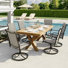 Garvee Patio Swivel Outdoor Dining Chairs Set of 6 with Textilene Khaki