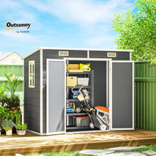 Outsunny 8' x 4' Outdoor Storage Shed Waterproof Resin with Floor Gray