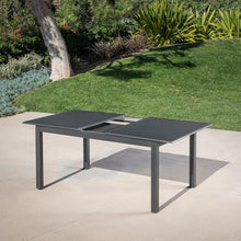 CAMBRIDGE Turner 7-Piece Outdoor Dining Set with 63" x 40" Expandable Table and Sling Chairs White/Grey