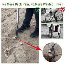 Root Removal Tool with Serrated Clamp, Stand-Up Leverage Weed Puller Tool, Extracts Corn Stalks/Tobacco/Cotton Roots, for Yard Lawn Garden Farmland