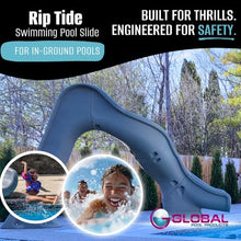 Global Pool Products RIP Tide Inground Swimming Pool Water Slide Deck Mounted Right Curve Turn Grey GPPSRT-Grey-R
