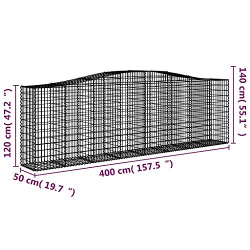 Arched Gabion Basket 157.5"x19.7"x47.2"/55.1" Galvanized Iron White Black Other