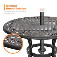 NUU GARDEN 3 Piece Outdoor Bistro Set Cast Aluminum Patio Set Bistro Table Set Rustproof Patio Table and Chairs with Umbrella Hole and Beige Cushions for Backyard, Balcony, Front Porch, Black