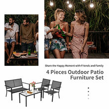 DUYHBAWRS 4 PCS Patio Furniture Set Sofa Coffee Table Steel Frame Garden Coffee Table Loveseat Chair