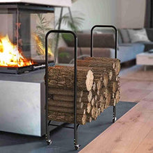 DOIBG Firewood Rack, Firewood Rack Firewood Racks Large Firewood Storage with Wheels, 48Inch Long Logs Storage Stand, for Deck Fireplace Outdoor Fire Pit Back Porch, Easy to Assemble