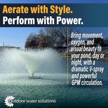 Outdoor Water Solutions Floating Pond Fountain 3/4HP – Classic Series Aerating Electric Fountain, Aerating Nozzle, 230V, 200ft Power Cable for Large Ponds