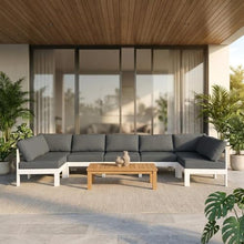 Outdoor Escape Gray Fabric Outdoor Patio Modular Sectional, Weather-Resistant Upholstery, Spacious Seating, Durable Frame, Perfect for Garden and Yard