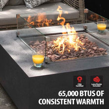 AMS 40" Square Concrete GFRC Propane Gas Fire Pit Table (Dark Gray)