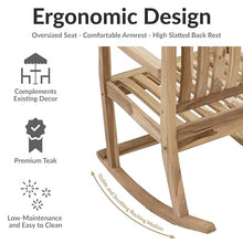 Sunnydaze Classic Teak Outdoor Rocking Chair with Slatted Back