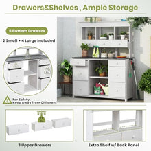 LEJUNMEISS Outdoor Gardening Table Potted Plants Bench Country Chic Garden Potting Bench Multiple Drawers and Shelves for Easy Storage, Suitable for Backyard Patios and Greenhouses